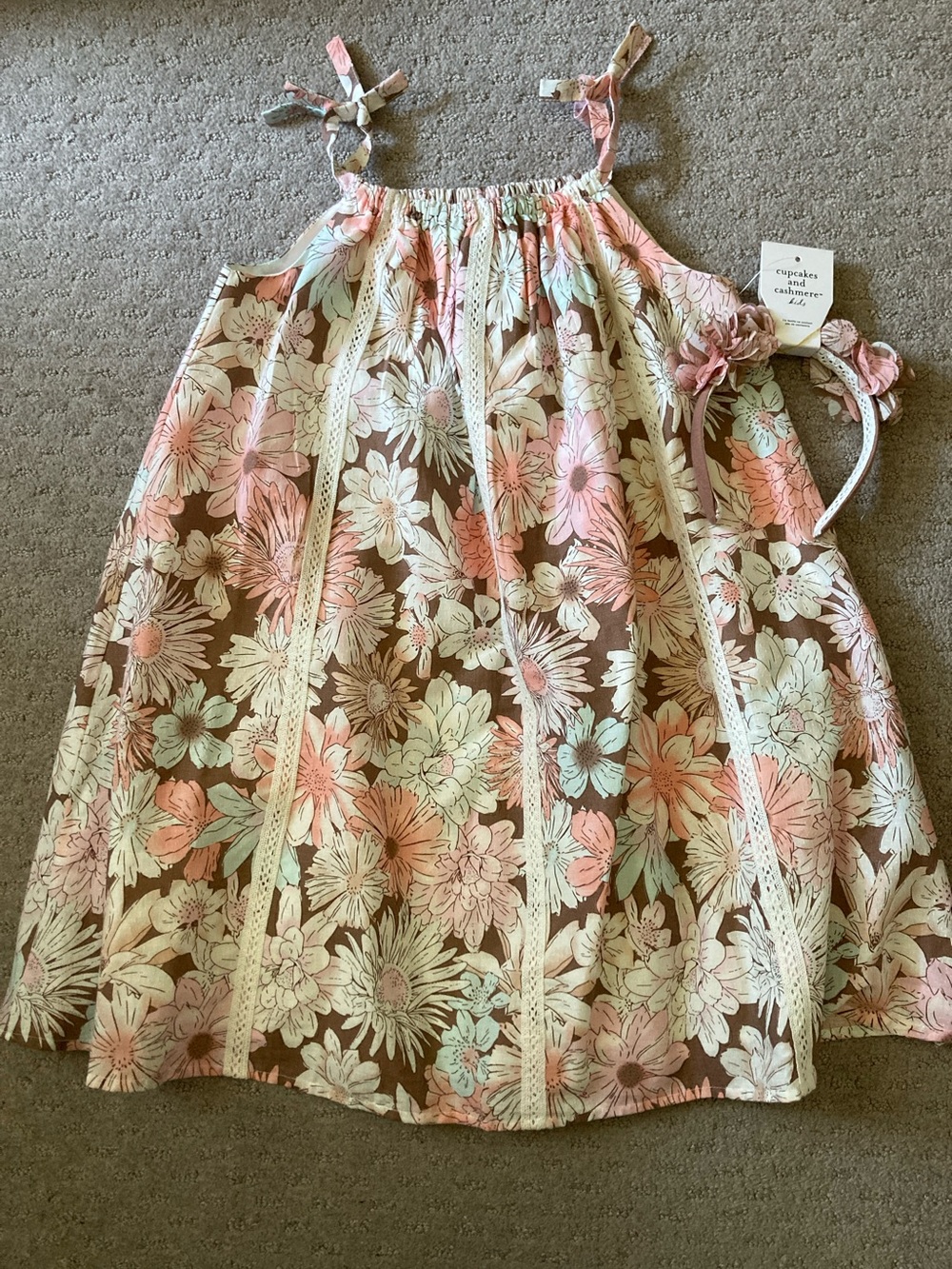 Cupcakes & Cashmere floral shift dress + headband, Sz 7.